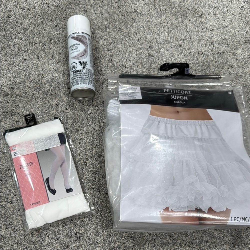 White Petticoat, Tights and white hair spray
